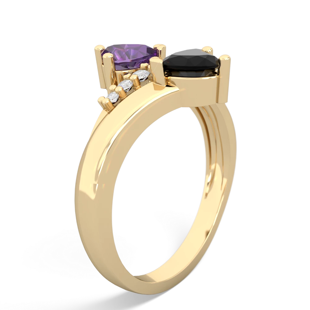 Amethyst Heart To Heart 14K Yellow Gold ring R2064