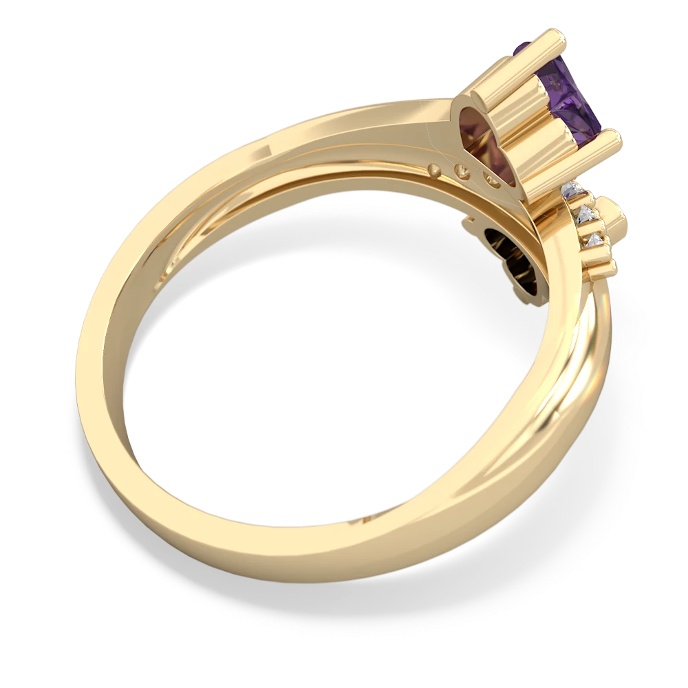 Amethyst Heart To Heart 14K Yellow Gold ring R2064