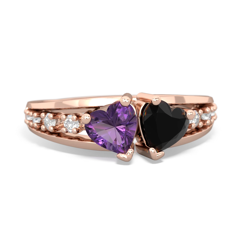 Amethyst Heart To Heart 14K Rose Gold ring R3342