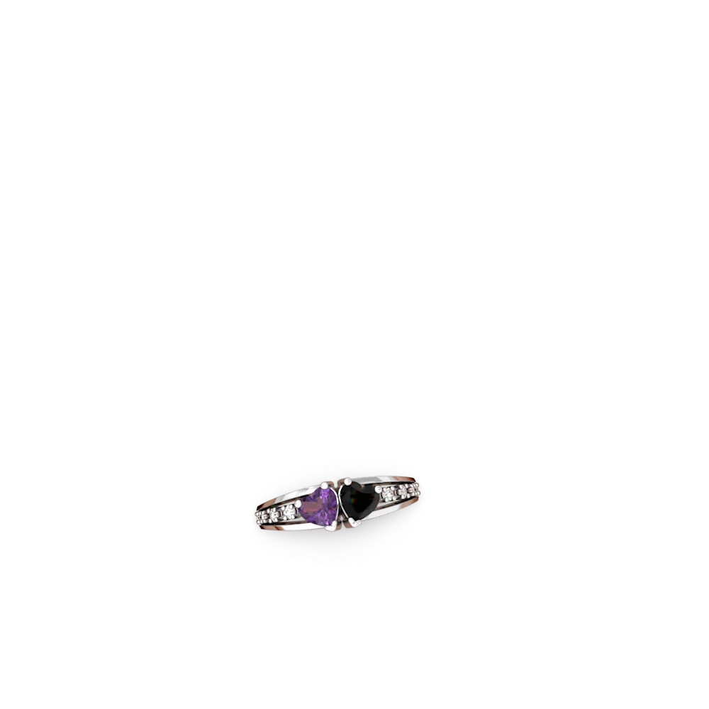 Amethyst Heart To Heart 14K White Gold ring R3342