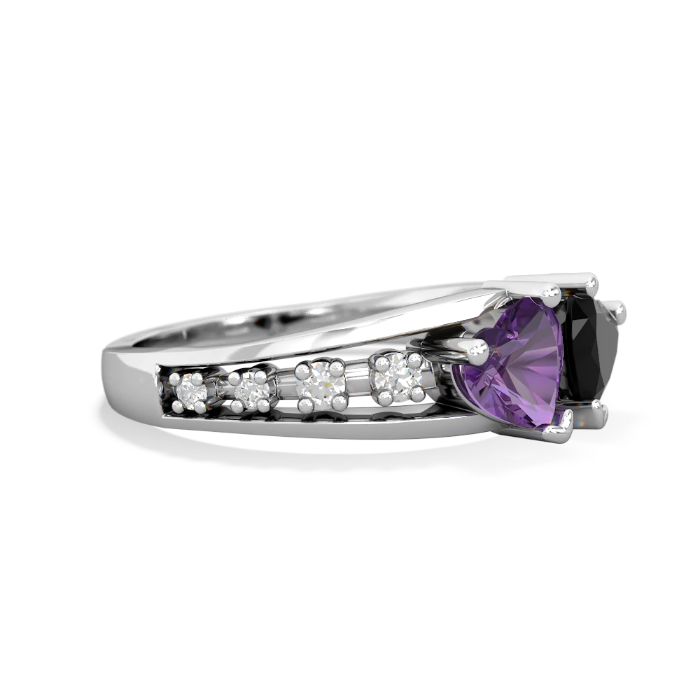 Amethyst Heart To Heart 14K White Gold ring R3342