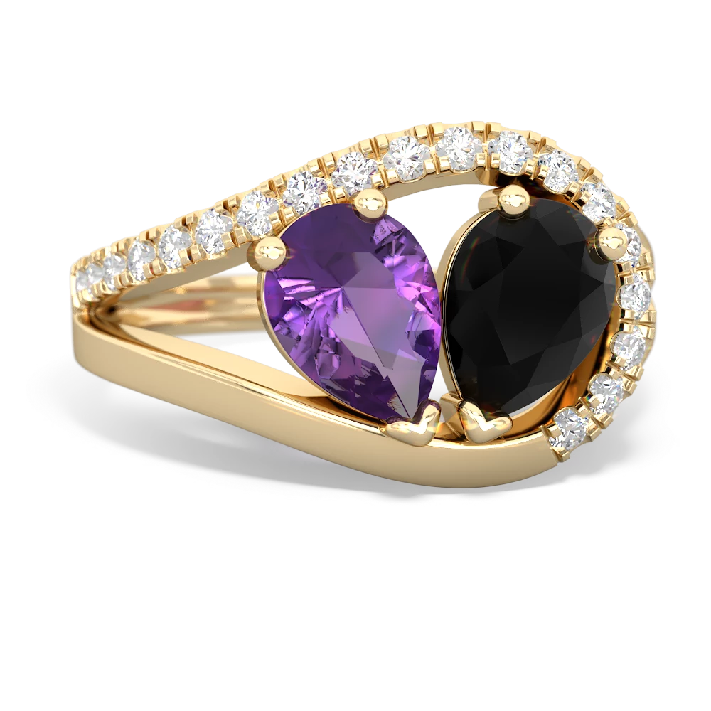 Amethyst Nestled Heart Keepsake 14K Yellow Gold ring R5650