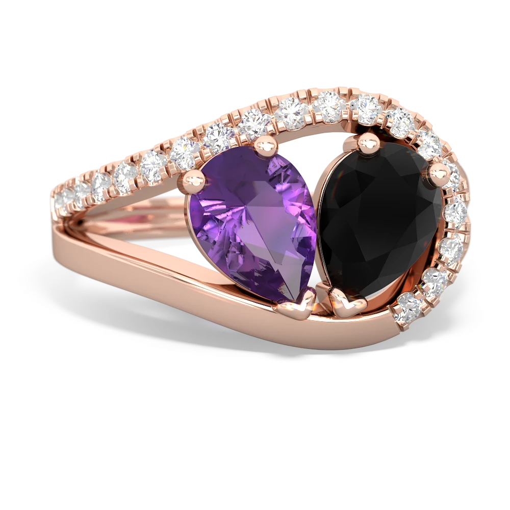 Amethyst Nestled Heart Keepsake 14K Rose Gold ring R5650