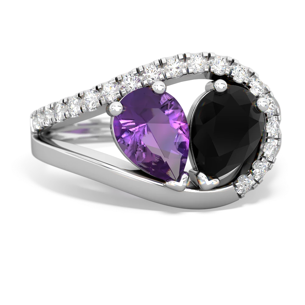 Amethyst Nestled Heart Keepsake 14K White Gold ring R5650