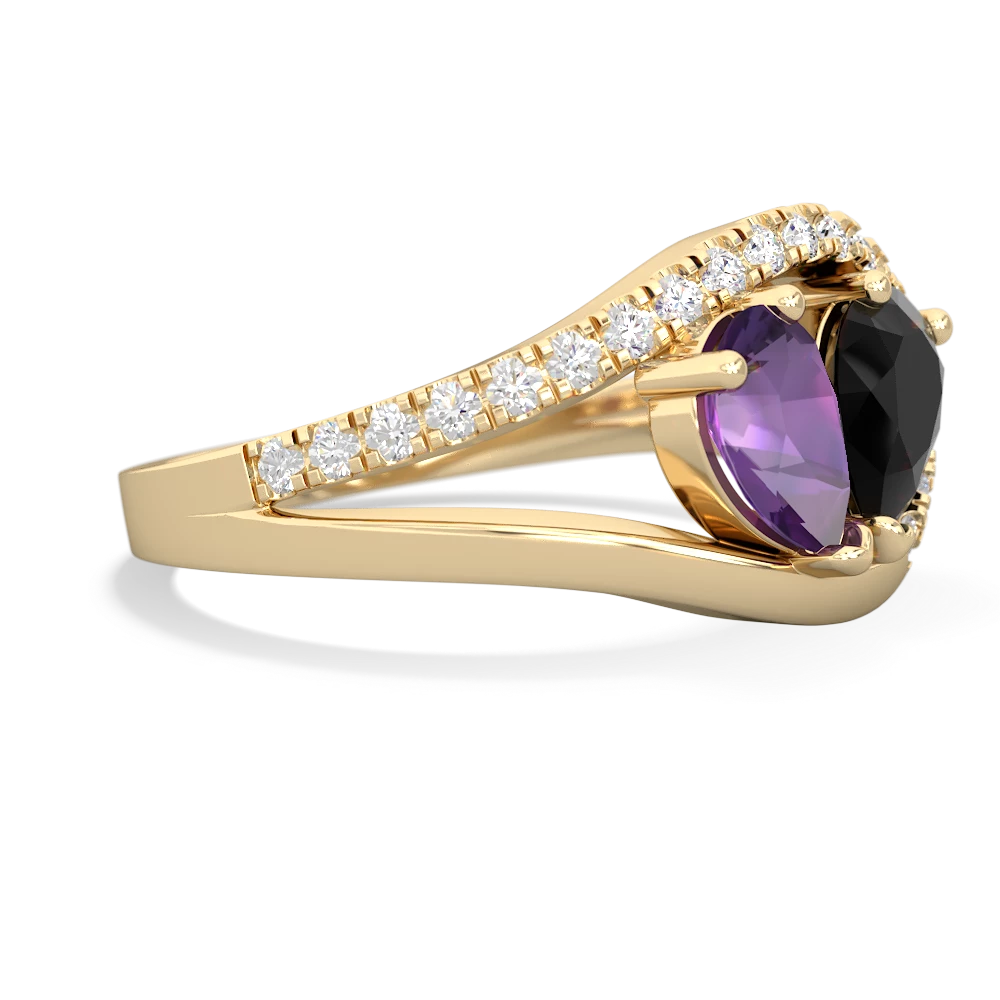 Amethyst Nestled Heart Keepsake 14K Yellow Gold ring R5650