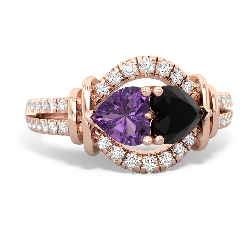 Amethyst Art-Deco Keepsake 14K Rose Gold ring R5630