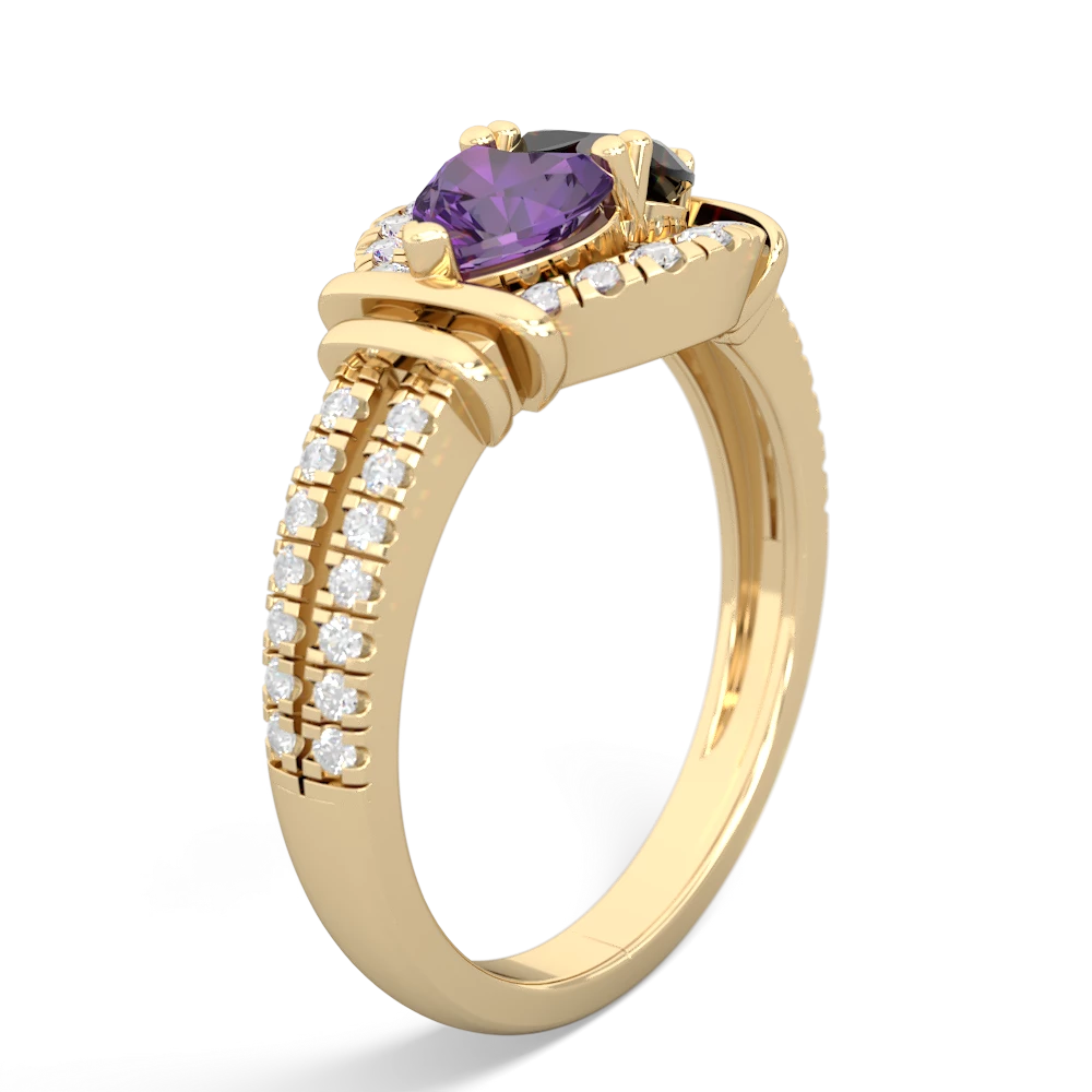 Amethyst Art-Deco Keepsake 14K Yellow Gold ring R5630