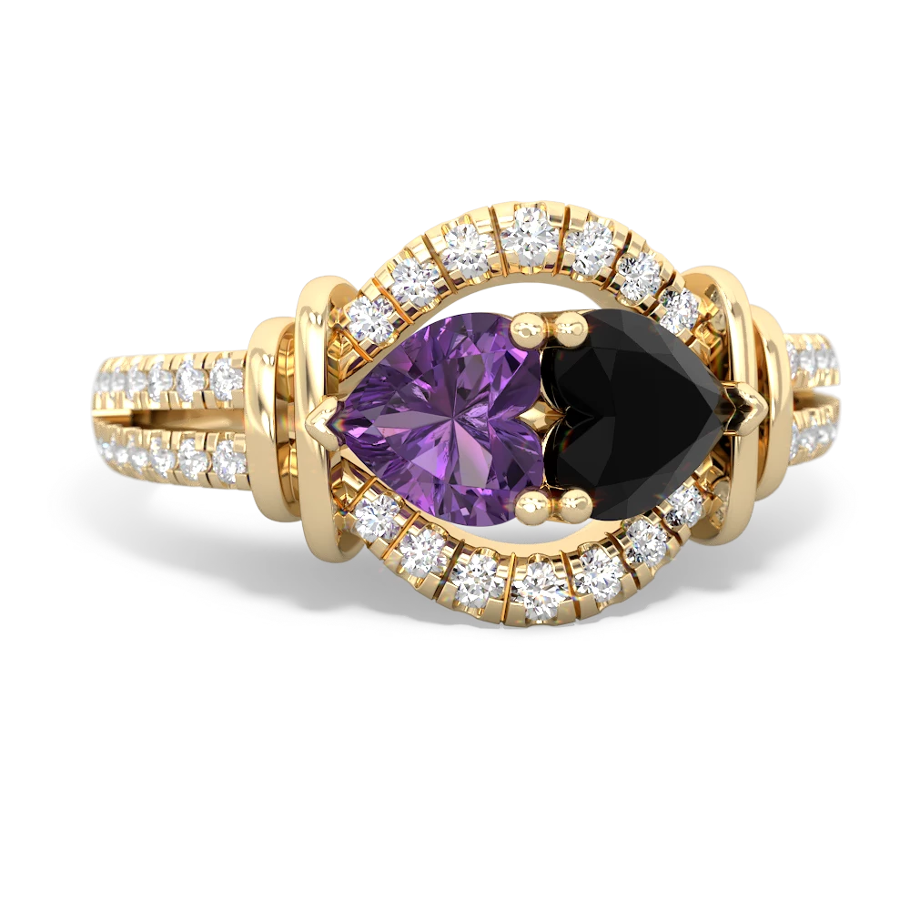 Amethyst Art-Deco Keepsake 14K Yellow Gold ring R5630