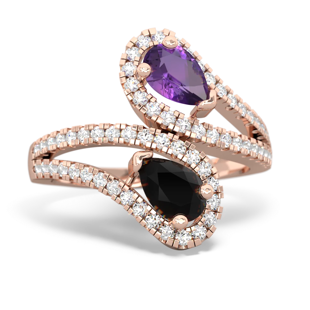 Amethyst Diamond Dazzler 14K Rose Gold ring R3000