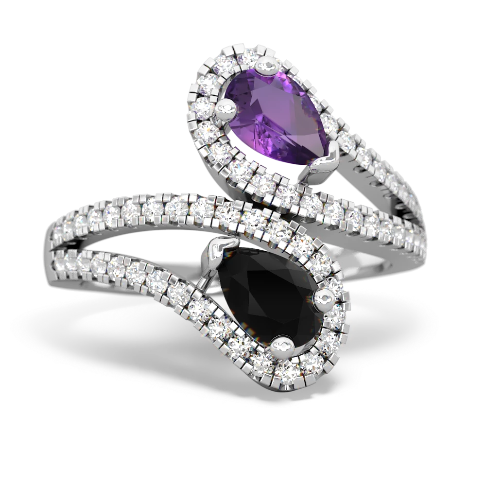 Amethyst Diamond Dazzler 14K White Gold ring R3000