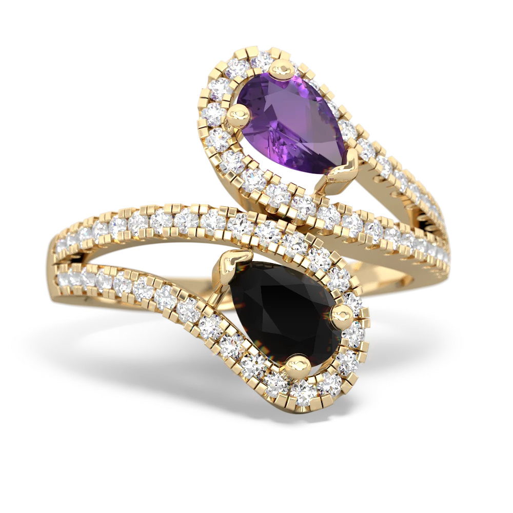 Amethyst Diamond Dazzler 14K Yellow Gold ring R3000