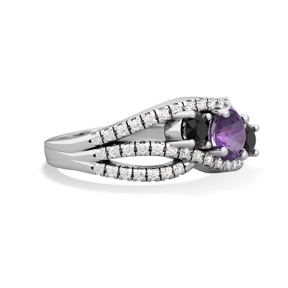 Amethyst Three Stone Aurora 14K White Gold ring R3080