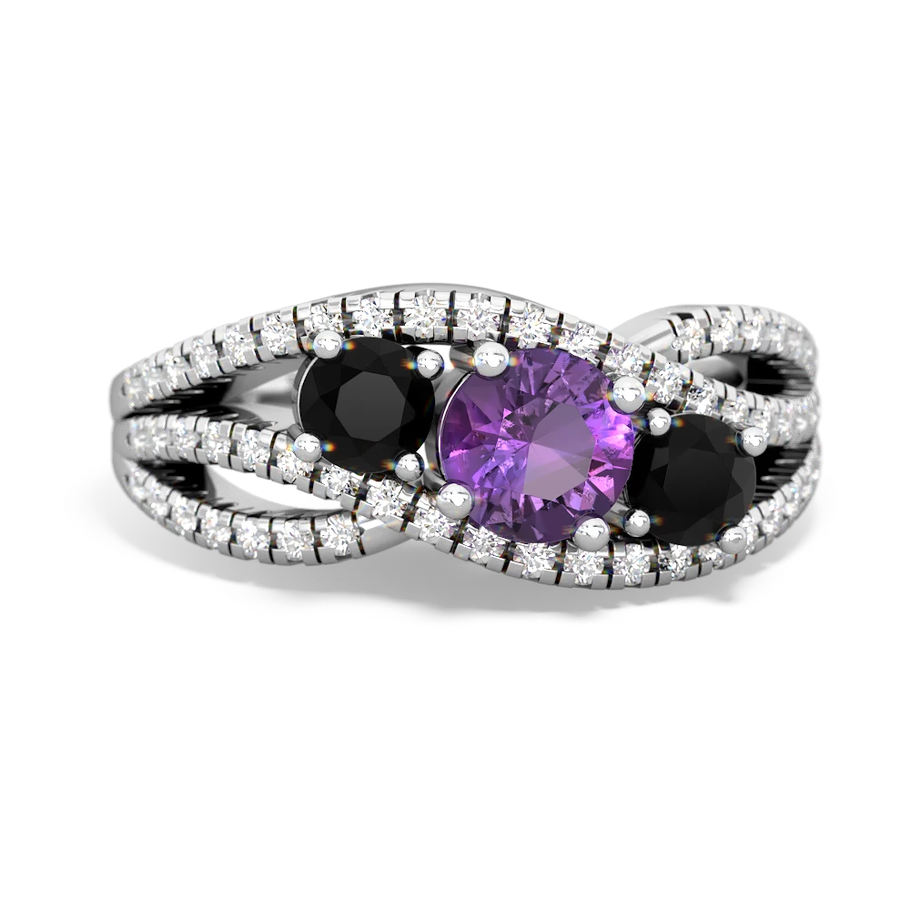 Amethyst Three Stone Aurora 14K White Gold ring R3080