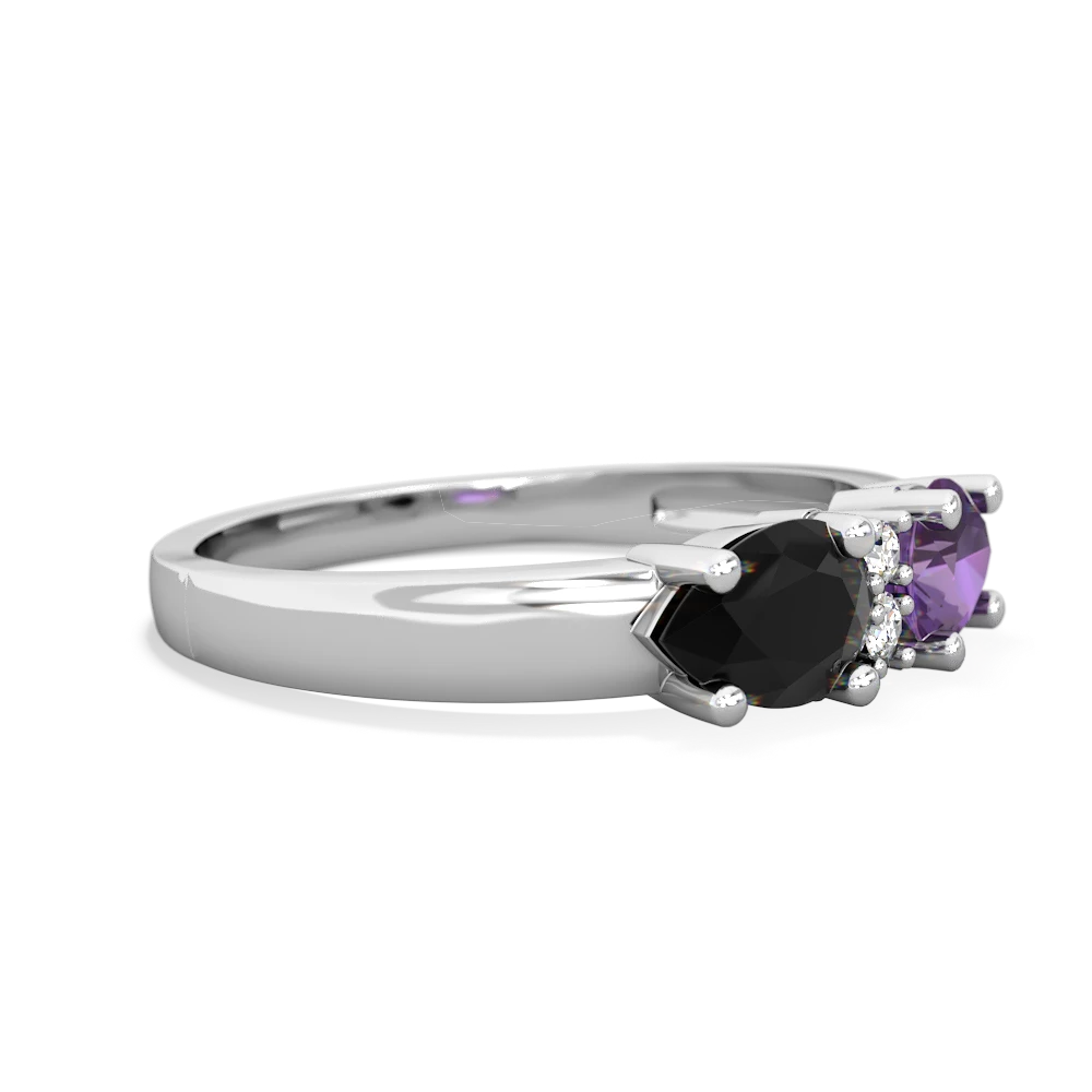 Amethyst Pear Bowtie 14K White Gold ring R0865