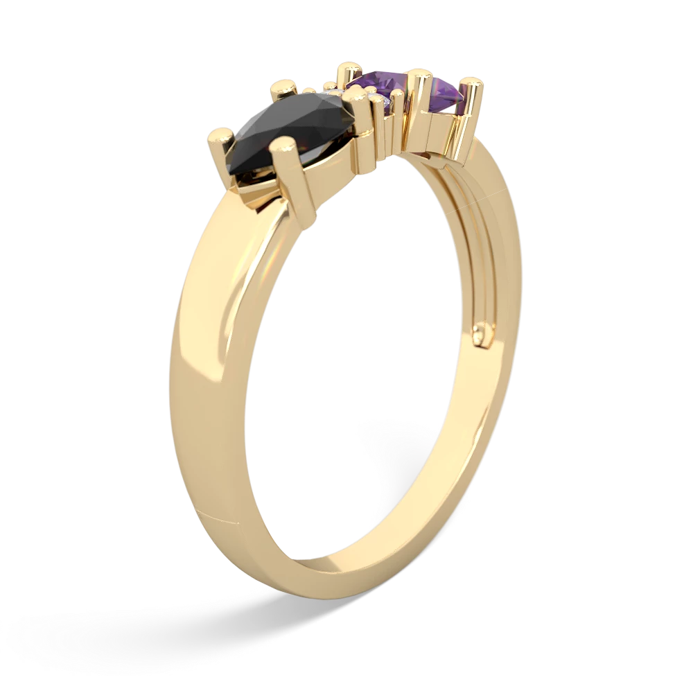 Amethyst Pear Bowtie 14K Yellow Gold ring R0865