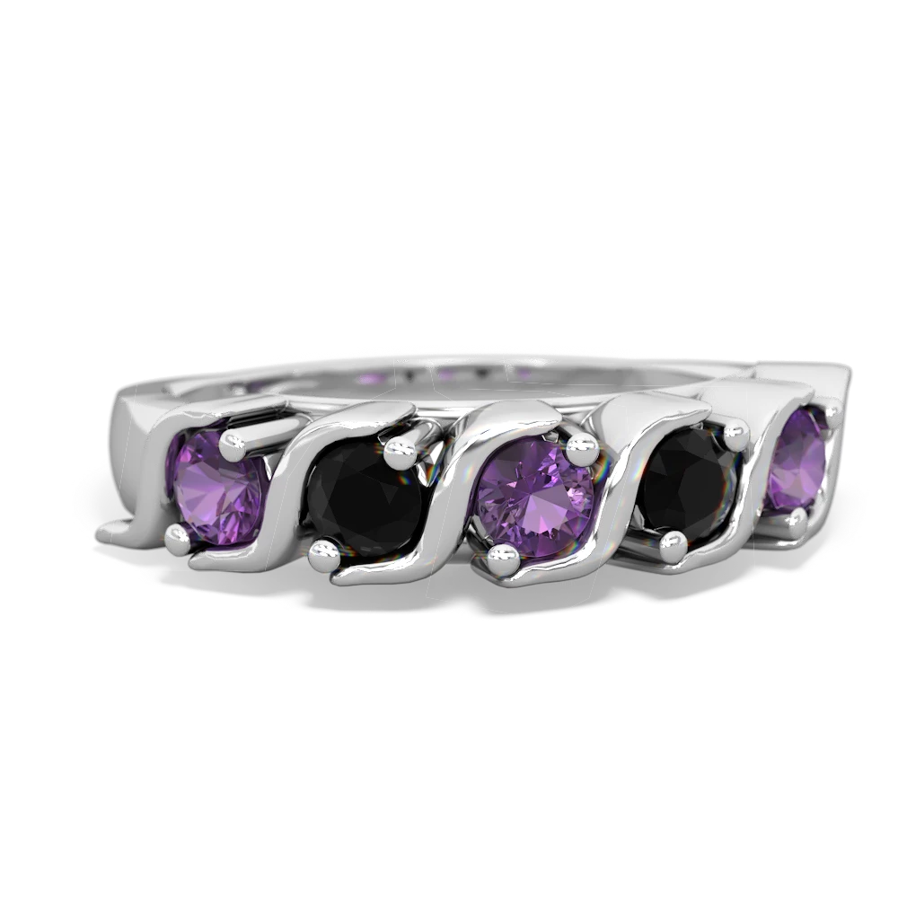 Amethyst Anniversary Band 14K White Gold ring R2089