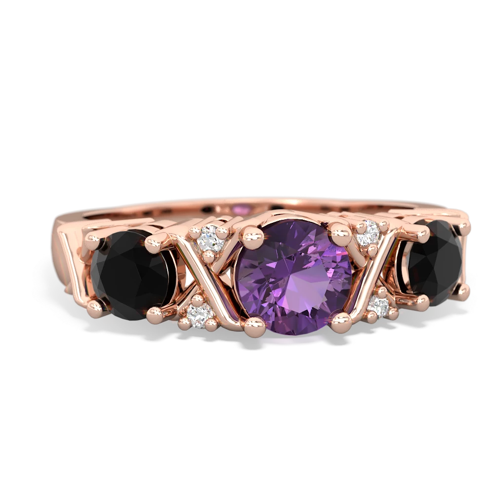 Amethyst Hugs And Kisses 14K Rose Gold ring R5016