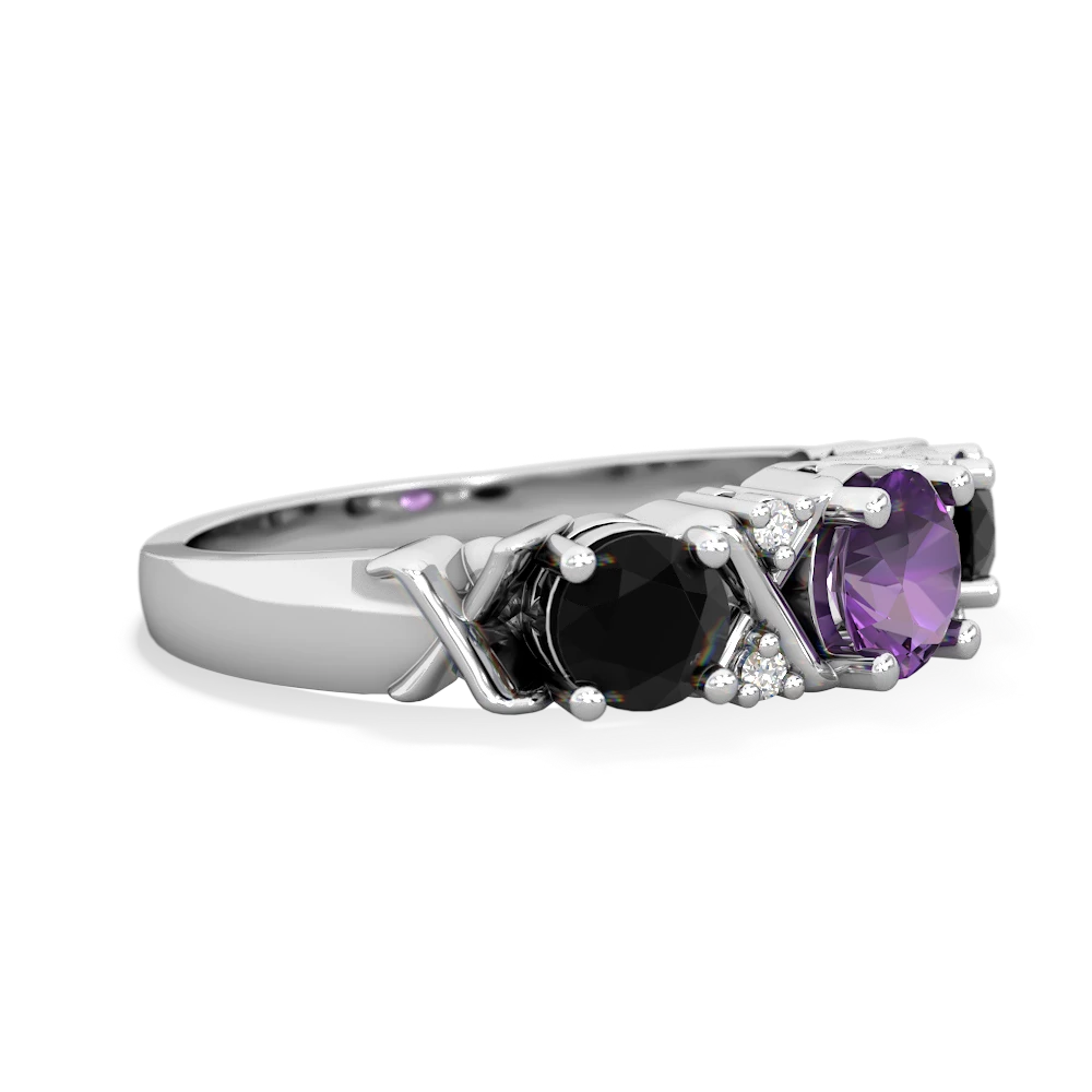 Amethyst Hugs And Kisses 14K White Gold ring R5016