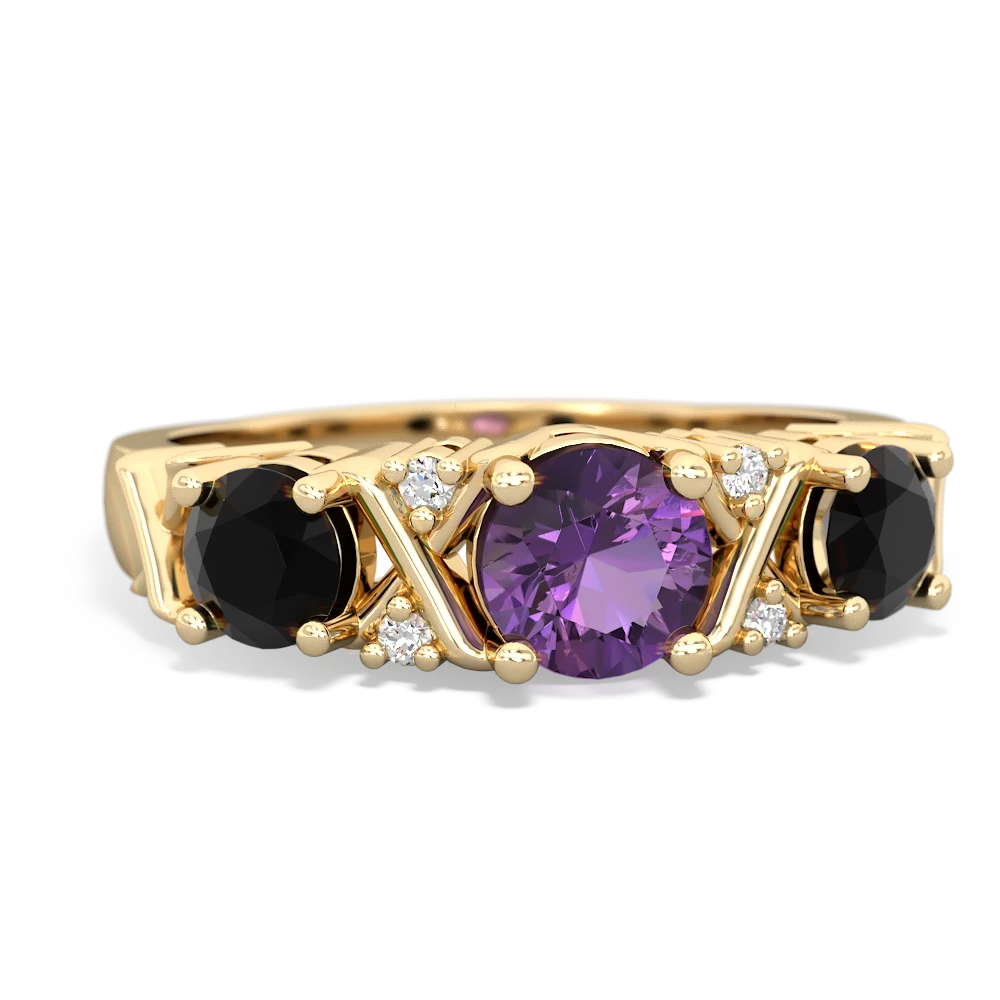 Amethyst Hugs And Kisses 14K Yellow Gold ring R5016