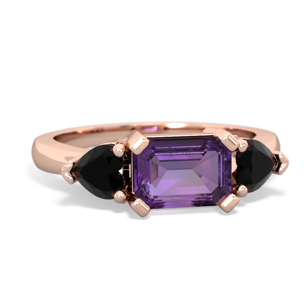 Amethyst Three Stone 14K Rose Gold ring R5235