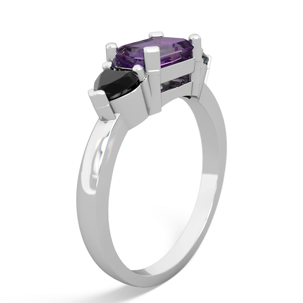 Amethyst Three Stone 14K White Gold ring R5235