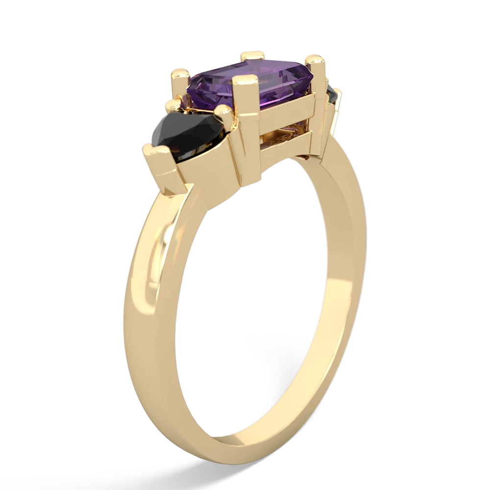 Amethyst Three Stone 14K Yellow Gold ring R5235