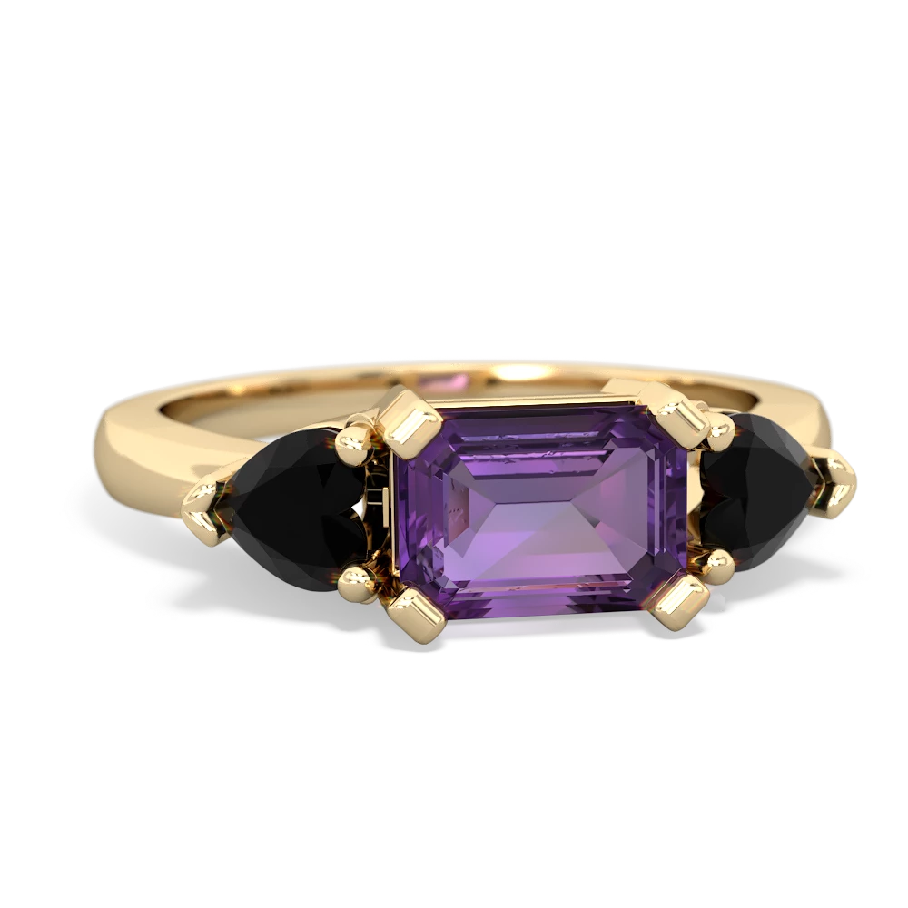 Amethyst Three Stone 14K Yellow Gold ring R5235