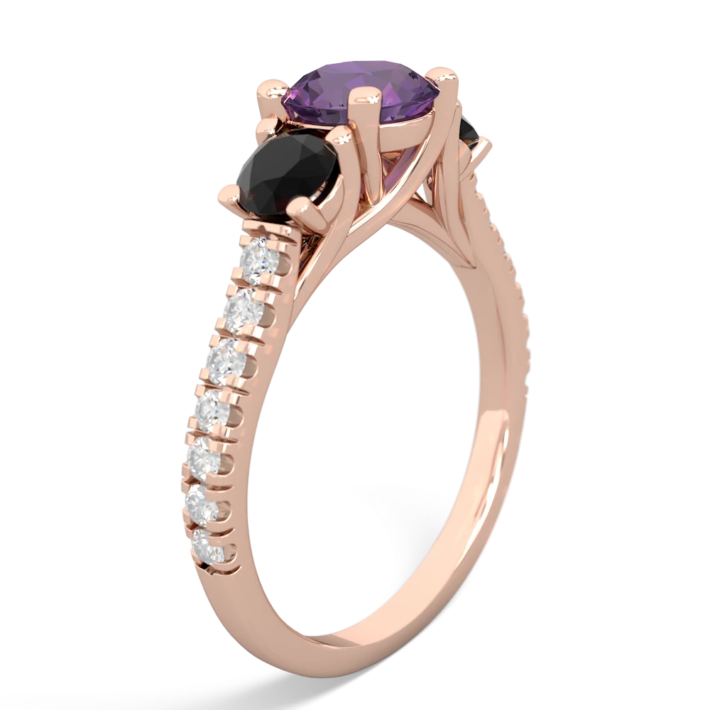 Amethyst Pave Trellis 14K Rose Gold ring R5500