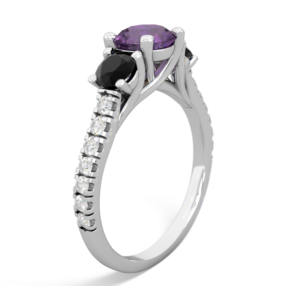 Amethyst Pave Trellis 14K White Gold ring R5500