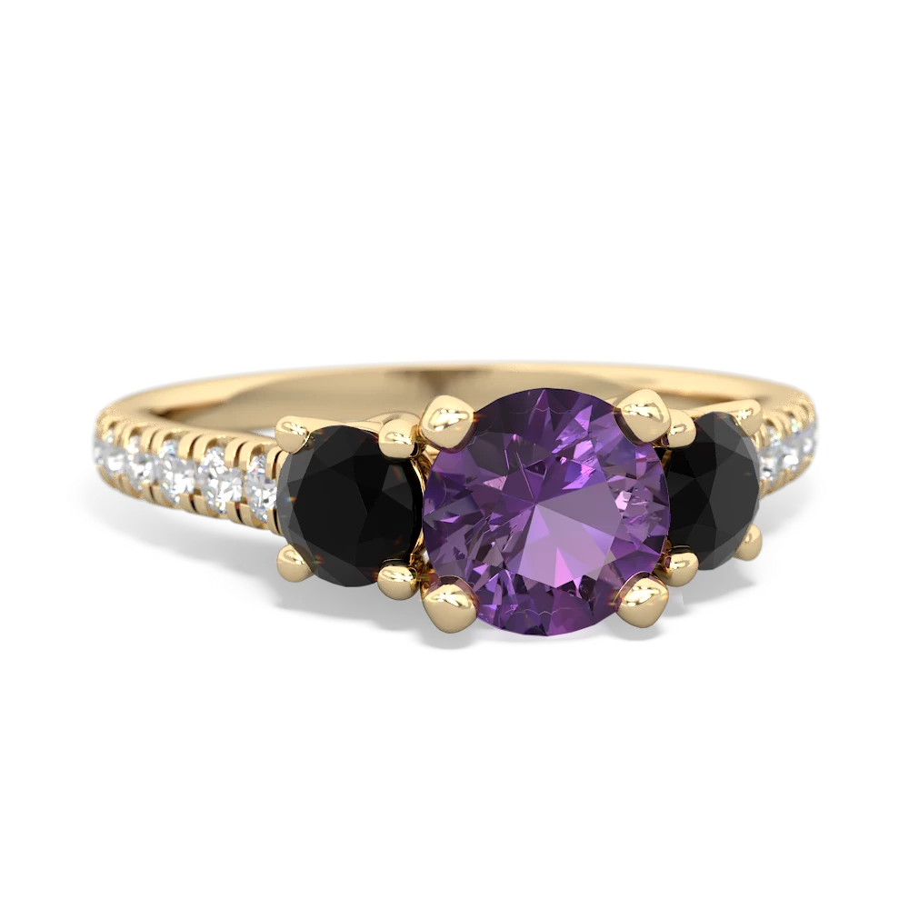 Amethyst Pave Trellis 14K Yellow Gold ring R5500