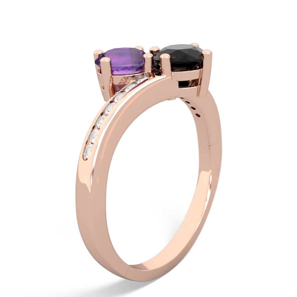 Amethyst Channel Set Two Stone 14K Rose Gold ring R5303