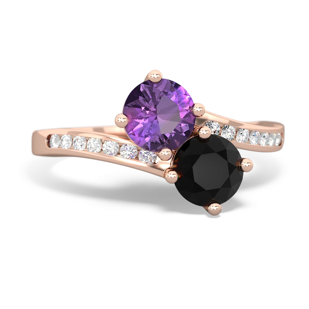 Amethyst Channel Set Two Stone 14K Rose Gold ring R5303