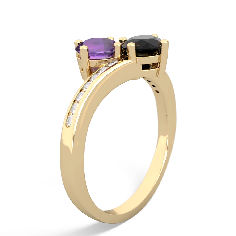 Amethyst Channel Set Two Stone 14K Yellow Gold ring R5303