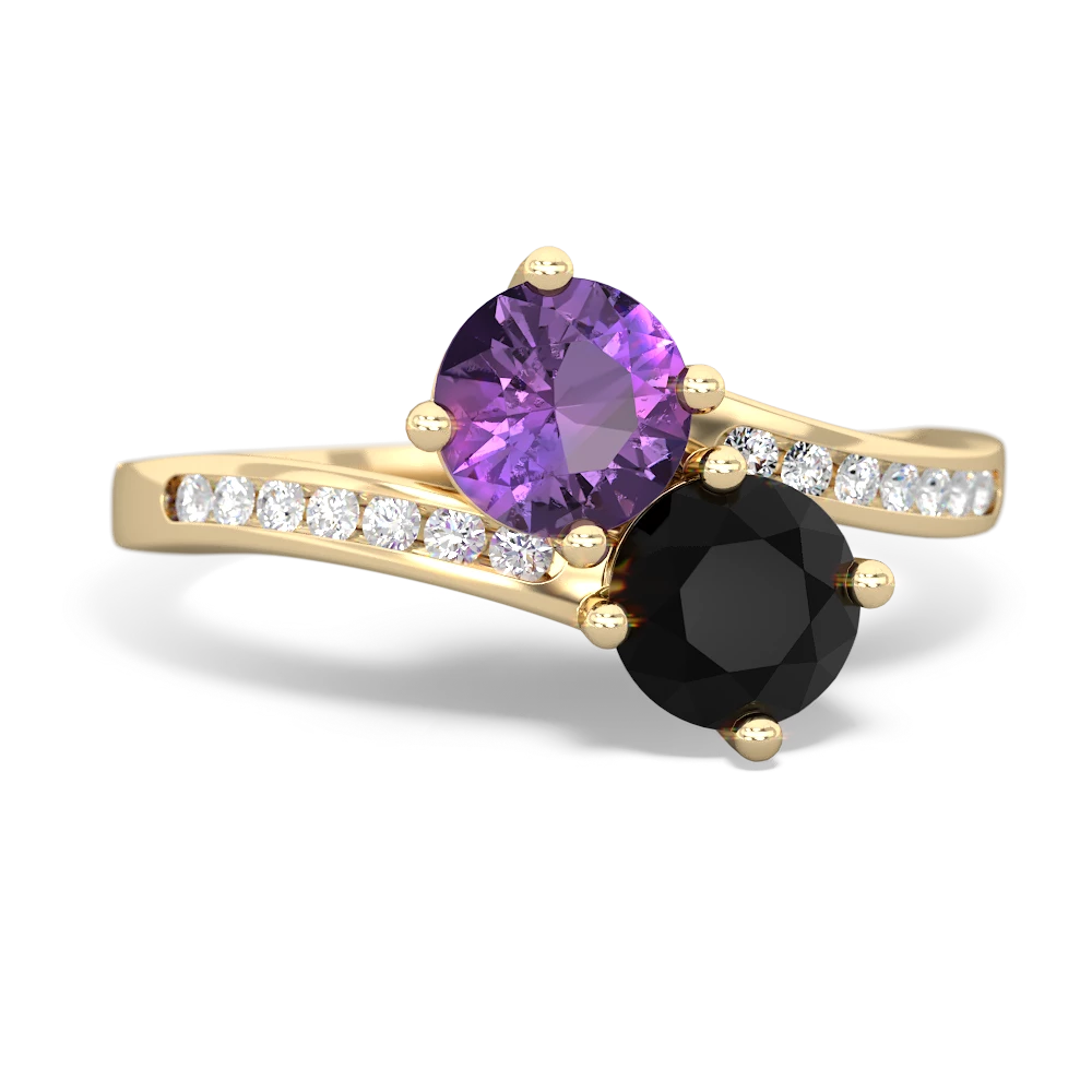 Amethyst Channel Set Two Stone 14K Yellow Gold ring R5303