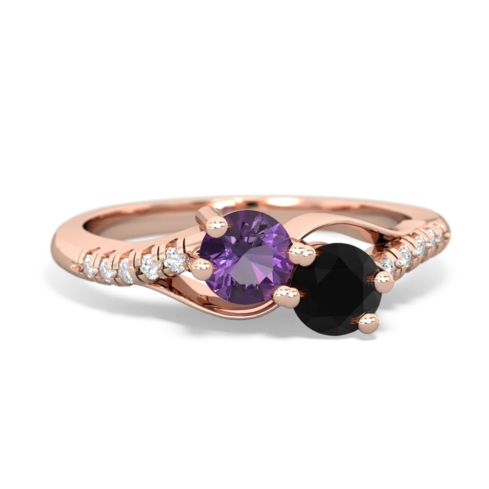 Amethyst Infinity Pave Two Stone 14K Rose Gold ring R5285