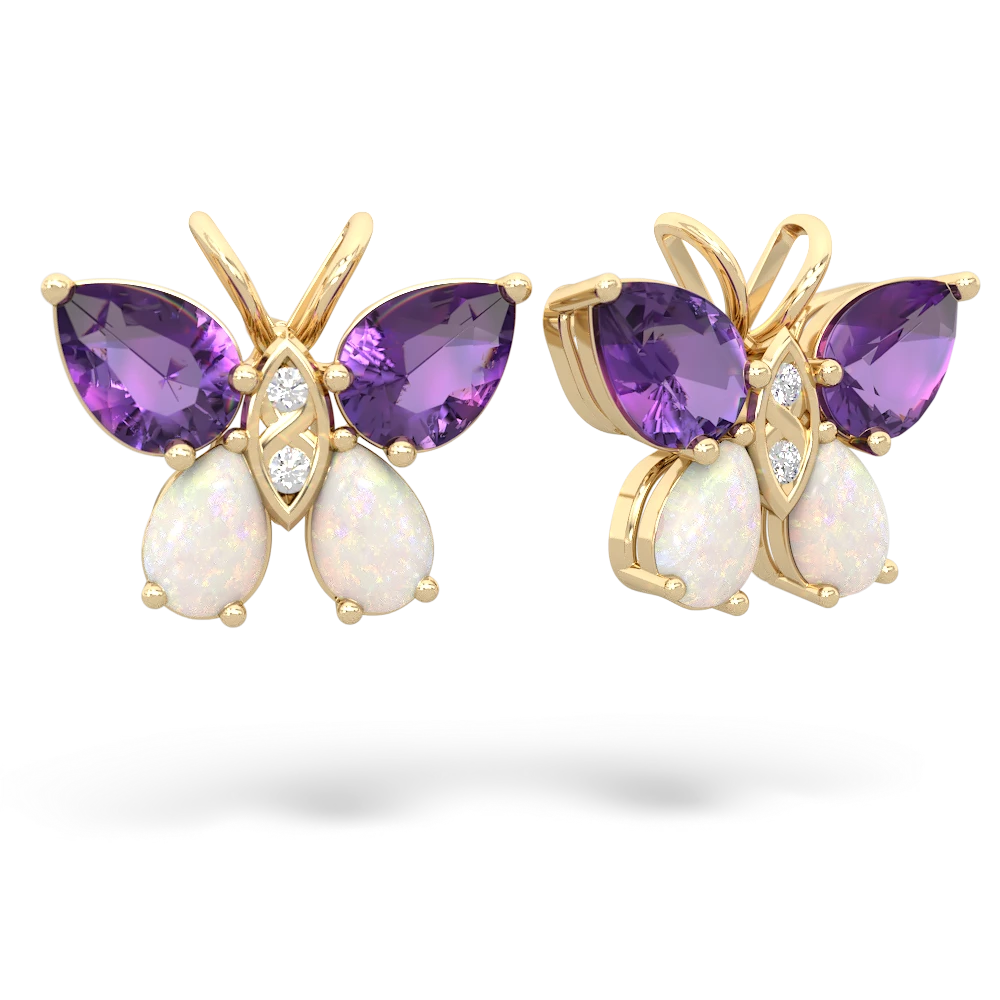 Amethyst Butterfly 14K Yellow Gold earrings E2215