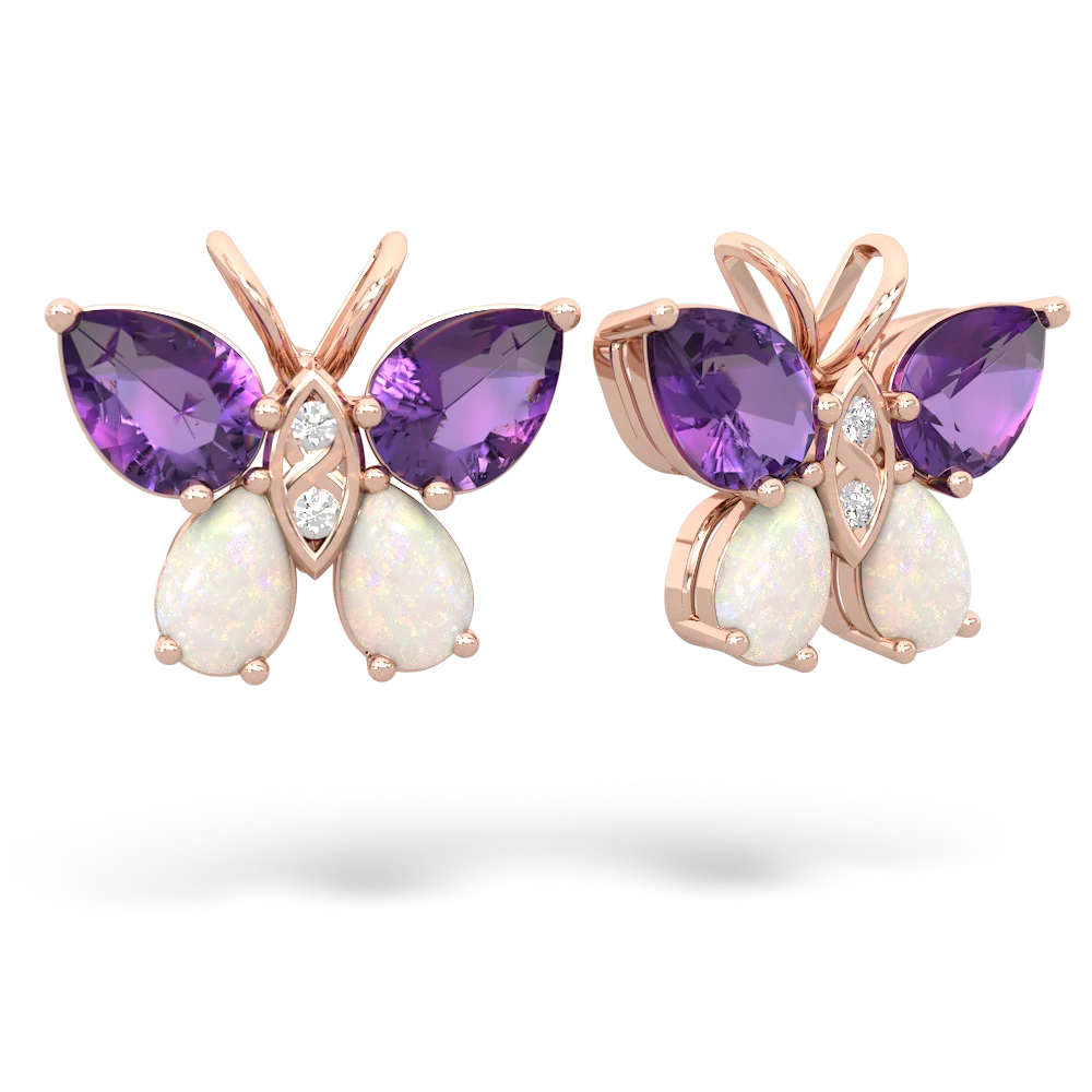 Amethyst Butterfly 14K Rose Gold earrings E2215