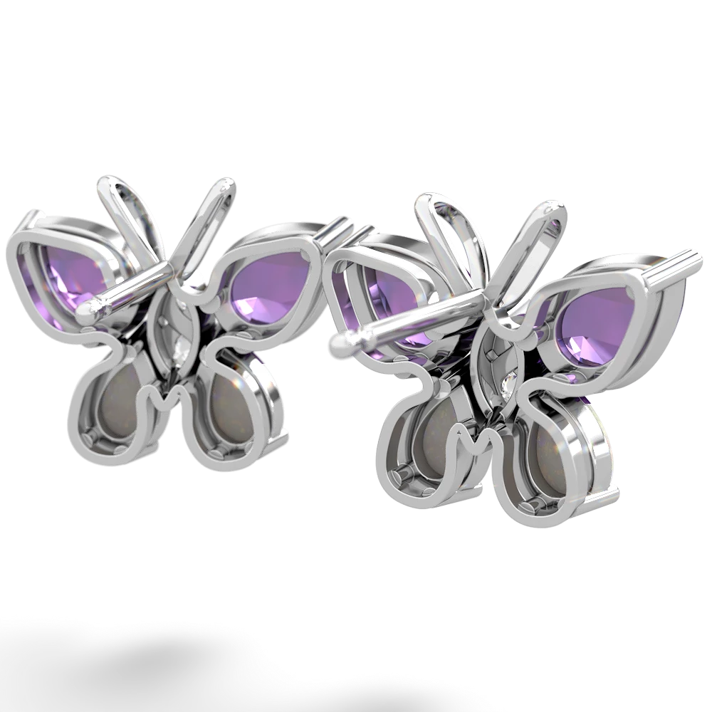 Amethyst Butterfly 14K White Gold earrings E2215