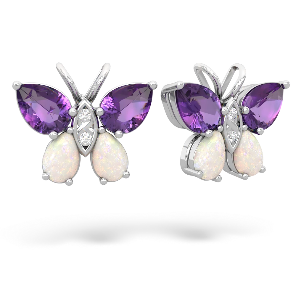 Amethyst Butterfly 14K White Gold earrings E2215