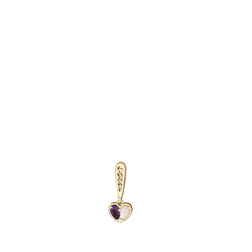 Amethyst Filligree Heart 14K Yellow Gold earrings E5070