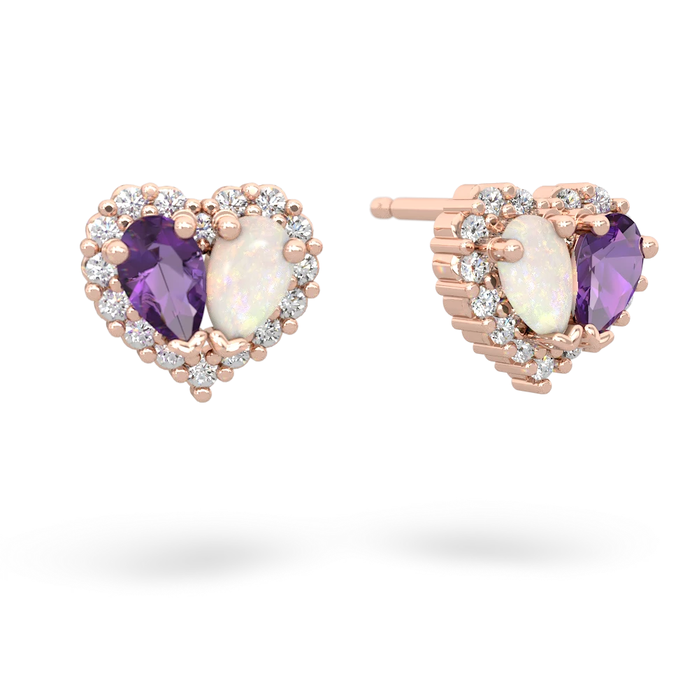 Amethyst Halo 14K Rose Gold earrings E7008