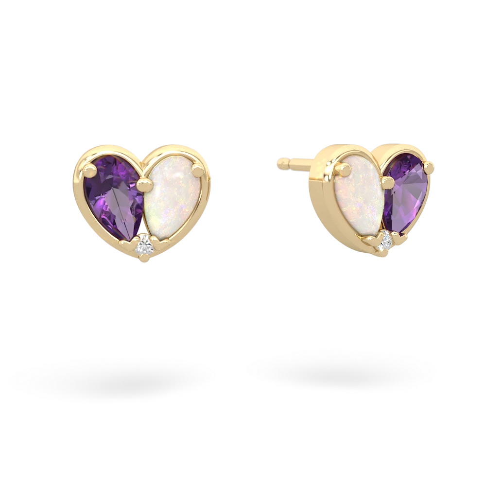 Amethyst 'Our Heart' 14K Yellow Gold earrings E5072