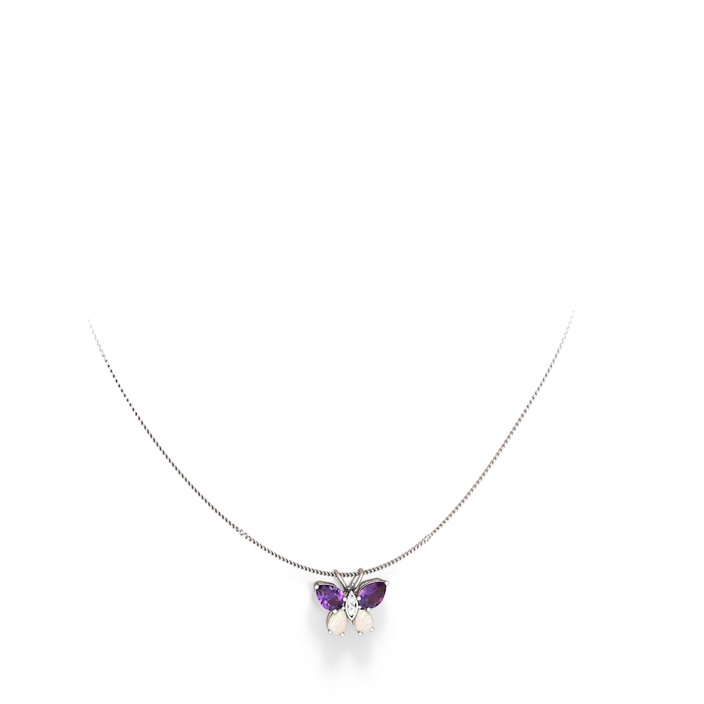 Amethyst Butterfly 14K White Gold pendant P2215