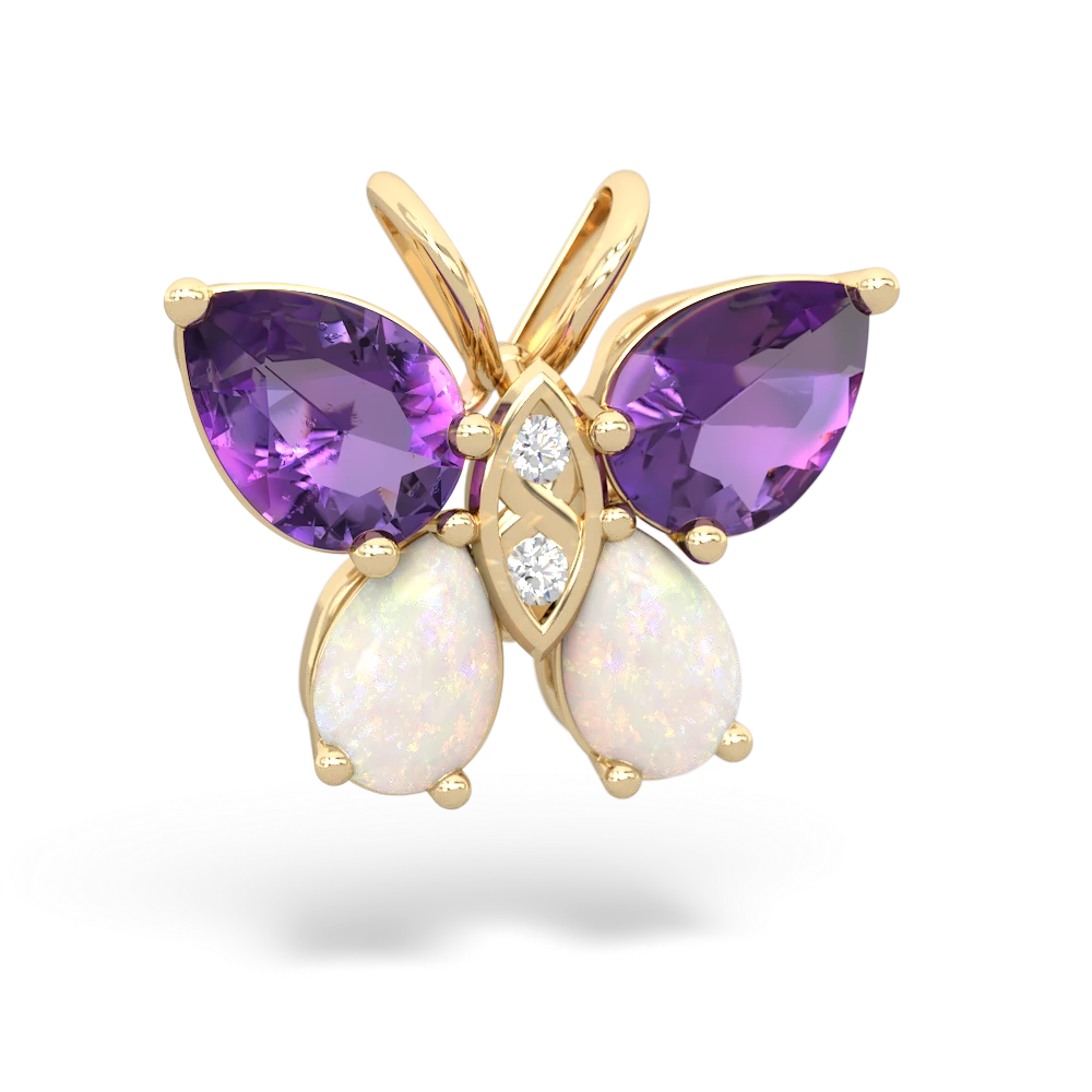 Amethyst Butterfly 14K Yellow Gold pendant P2215