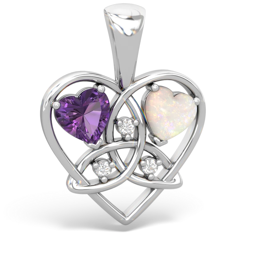 Amethyst Celtic Trinity Heart 14K White Gold pendant P5331