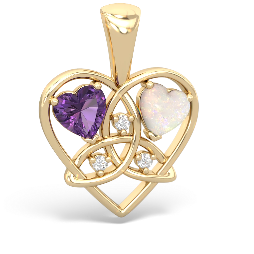 Amethyst Celtic Trinity Heart 14K Yellow Gold pendant P5331