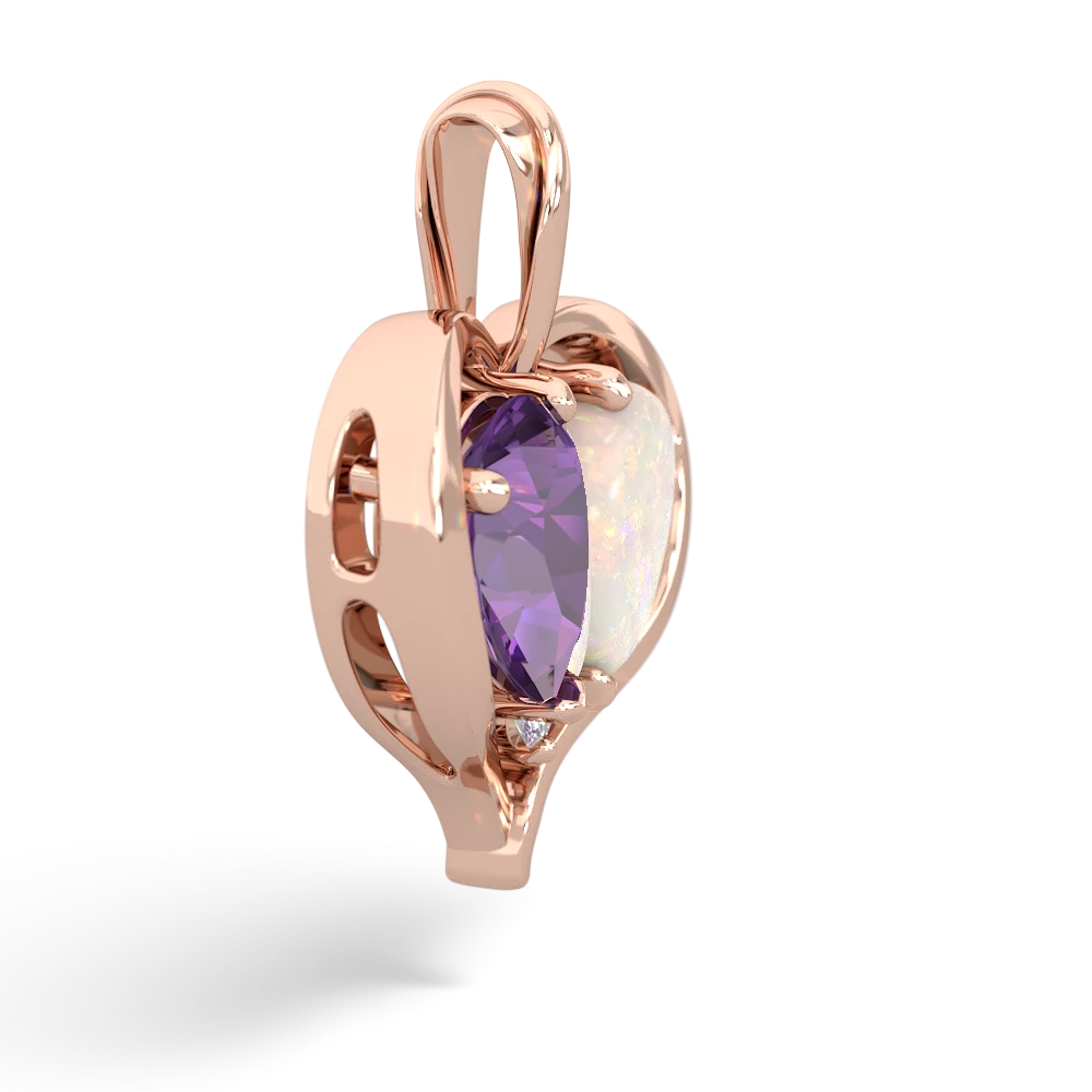 Amethyst Two Become One 14K Rose Gold pendant P5330