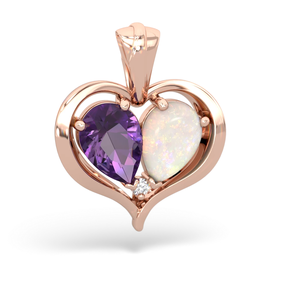 Amethyst Two Become One 14K Rose Gold pendant P5330