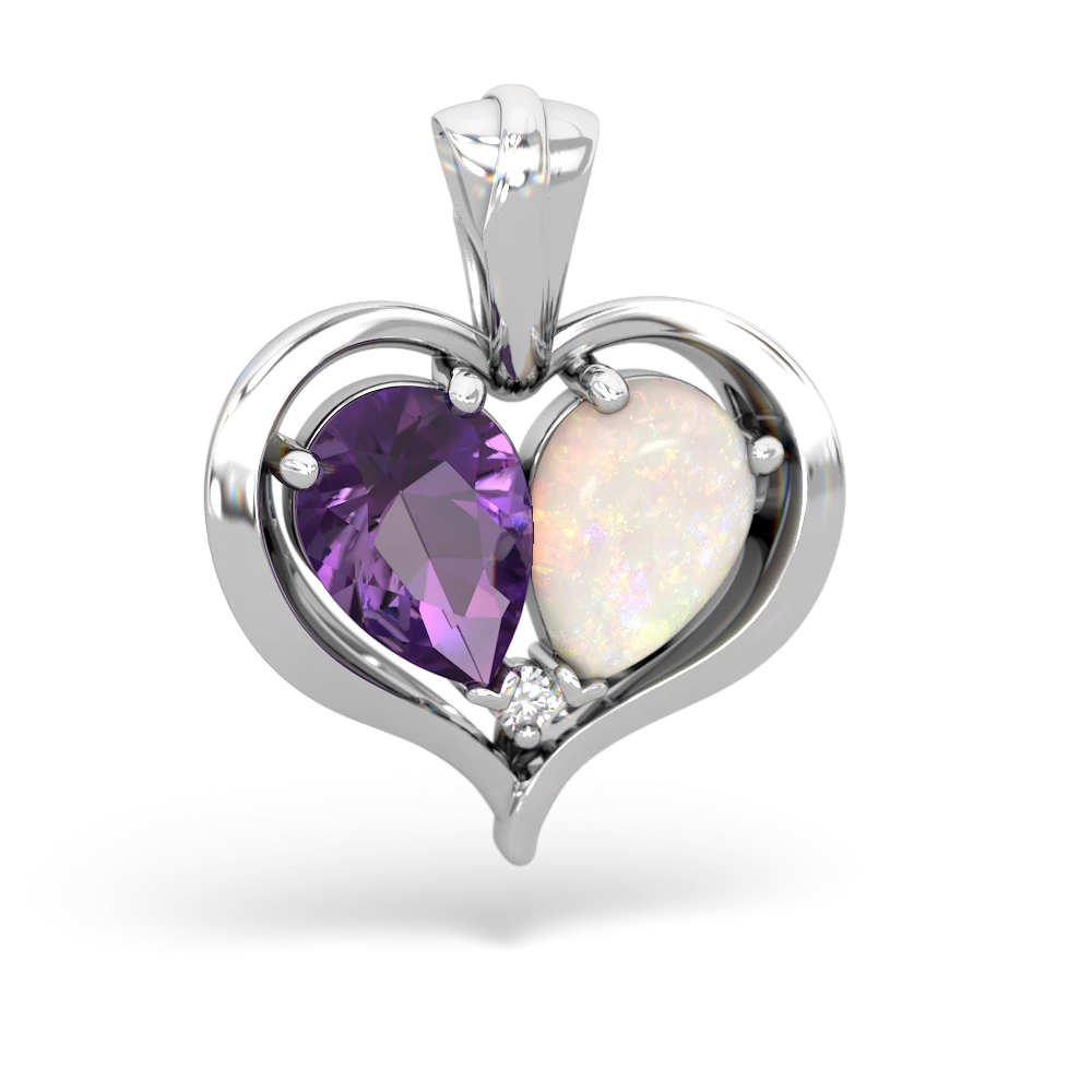 Amethyst Two Become One 14K White Gold pendant P5330