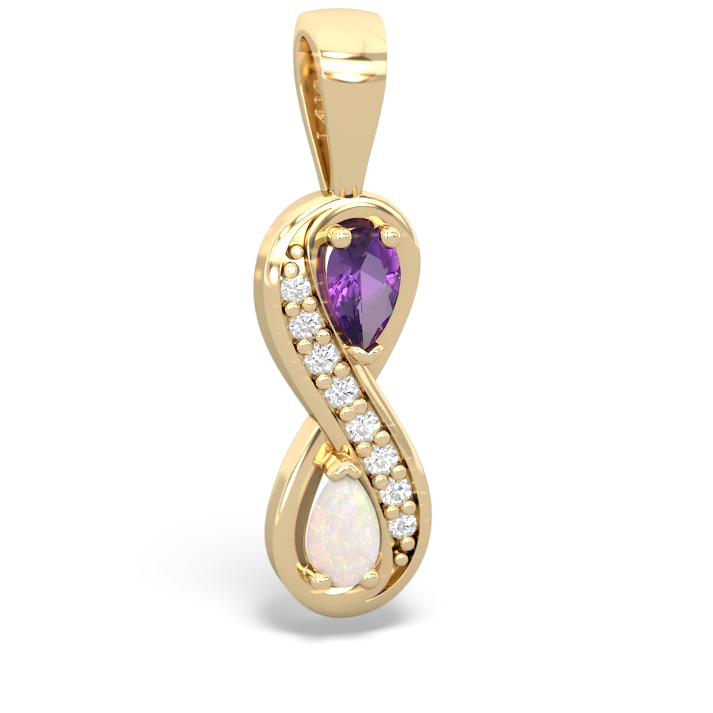 Amethyst Diamond Infinity 14K Yellow Gold pendant P5390